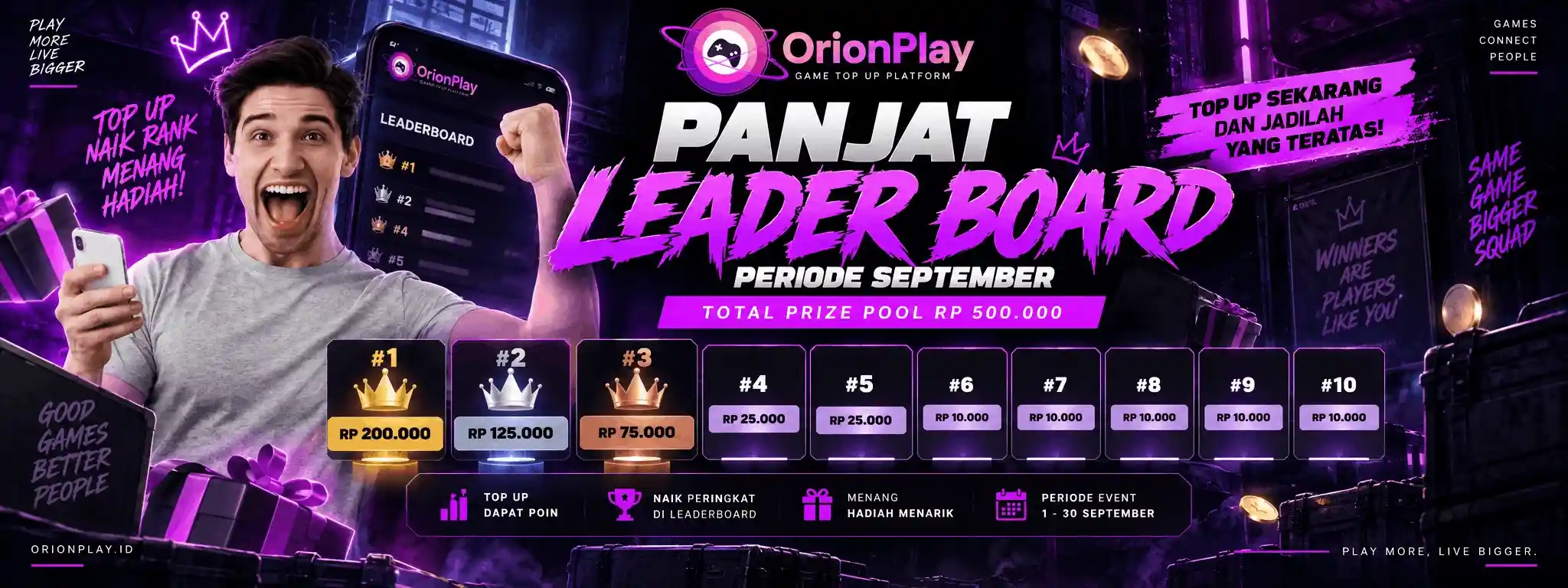 🚀 PUSH RANK, REBUT HADIAH! 🎁 PERIODE 📅 01 — 30 SEPTEMBER (S&K BERLAKU!)